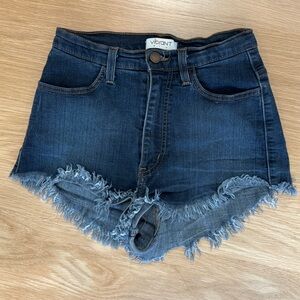 VIBRANT MIU • High-Rise Cutoff Jean Shorts